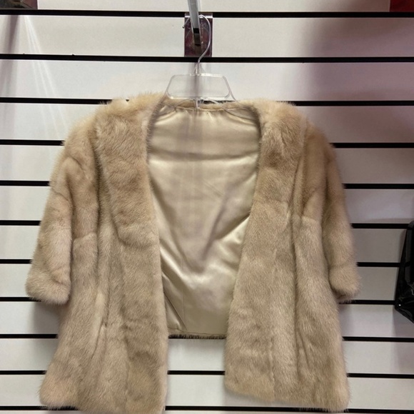 Vintage pearl | Champagne | mink Fur coat | shawl stole wrap jacket - Picture 3 of 7
